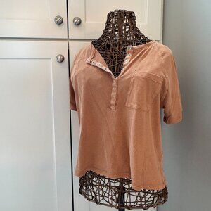 Urban Outfitters Out From Under | Button Front Cropped Tee | Orange | Size Mediu